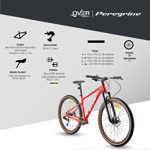 Bicicleta Overtech Peregrine Monoplato Mtb R29 Aluminio Cuadro M Rojo/Blanco