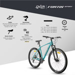 Bicicleta Overtech Fortis Sport 24v Shimano Mtb R29 Aluminio Cuadro S Negro/Crema
