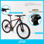 Bicicleta Mtb Overtech Q5 R29 Acero 21v Freno A Disco Negro Rojo Blanco Tamaño Del Cuadro M