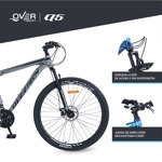 Bicicleta Mtb Overtech Q5 R29 Acero 21v Freno A Disco Negro Rosa Blanco Tamaño Del Cuadro S
