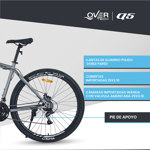 Bicicleta Mtb Overtech Q5 R29 Acero 21v Freno A Disco Negro Rosa Blanco Tamaño Del Cuadro S