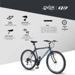 Bicicleta Mtb Overtech Q3 R29, 21 Velocidades Sunrun, Color Negro/Azul, Tamaño del cuadro S