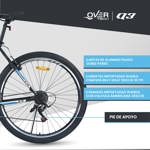 Bicicleta Mtb Overtech Q3 R29, 21 Velocidades Sunrun, Color Negro/Azul, Tamaño del cuadro S