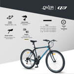 Bicicleta Mtb Overtech Q3 R29, 21 Velocidades Sunrun, Color Negro/Blanco, Tamaño del cuadro M