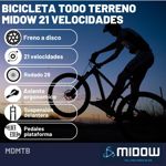 Bicicleta Mtb Todo Terreno Midow Rodado 29 21 Velocidades