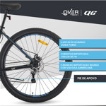Bicicleta Mtb Overtech Q6 R29 Aluminio, 21v Con Shimano, Color Gris/Negro M