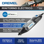 Minitorno Dremel 4000 + 36 Acc + 3 Aditamentos + Maletín 