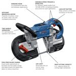Sierra de cinta BOSCH GCB18V-5N, 18 V, 12,7 cm, capacidad de corte de 5 pulgadas