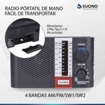 Radio Portátil Dual Suono AYV0124 SW1-2 AM y FM