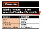 Taladro Percutor 13mm Vel Variable 800 W Dowen Pagio 9993814
