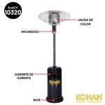 Calefactor Exterior a Gas Tipo Hongo 12 Kw / 10320 Kcal/h Konan