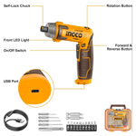 ATORNILLADOR 6NM 8V + ACCESORIOS INDUSTRIAL INGCO CSDLI08025