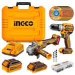 SET AMOLADORA Y TALADRO INDUSTRIAL INGCO CKLI20273-4