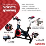 Bicicleta Fija Spinning Randers ARG-880SP Bandas Elásticas