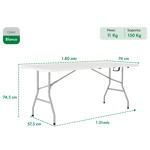 MESA PICNIC PLEGABLE 1.80 MTS BLANCA