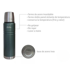Termo Hudson Acero 1 Litro De Acero Inoxidable VERDE