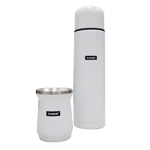 Termo De Acero Inoxidable Blanco De 1 Litro