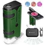 Microscopio de bolsillo TENCCO 100x-250x con 5 diapositivas y adaptación para teléfono