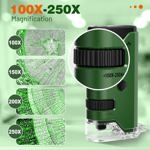Microscopio de bolsillo TENCCO 100x-250x con 5 diapositivas y adaptación para teléfono