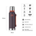 Termo Stanley Clasico 1.4Lts Asa Plegable - Plum