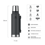 Termo Stanley Clasico 1.4Lts Asa Plegable - Negro 2.0