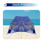 Sombrilla Carpa Reforzada Waggs Azul Playa Aluminizada 2.70 Mts