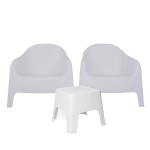 Set de 2 Sillones Skarpo + Mesa Sunset blanco