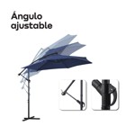 Sombrilla Parasol Lateral Waggs Grande 3m con Proteccion UV Azul