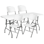 Set de exterior Bynox Mesa Plegable + 4 sillas plegables FI-MEPL18-BL-FI-SILPLE-BLx4