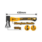 HACHA DE MANO 1KG CABO FIBRA VIDRIO 43CM INGCO HAX03010008