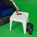 Mesa Cuadrada De Plástico Con Portavasos Mor 15151351 Blanco
