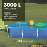 Pileta Estructural de Lona Rectangular 3000 Litros Mor 1005