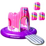Línea de natación inflable con forma de castillo de unicornios para 4 personas