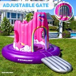 Línea de natación inflable con forma de castillo de unicornios para 4 personas