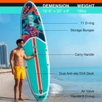 Tabla inflable de remo Niphean de 10 pies y 6 pulgadas para adultos