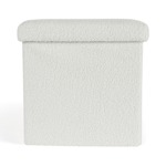Puff Cuadrado Estructura Reforzada De Madera, Metal Plegable Blanco