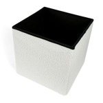 Puff Cuadrado Estructura Reforzada De Madera, Metal Plegable Blanco