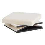 Puff Cuadrado Estructura Reforzada De Madera, Metal Plegable Blanco