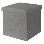 Puff Cuadrado Estructura Reforzada De Madera, Metal Plegable Gris