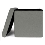 Puff Cuadrado Estructura Reforzada De Madera, Metal Plegable Gris