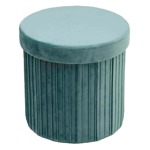 Puff Redondo Estructura Reforzada De Madera, Metal Plegable Azul