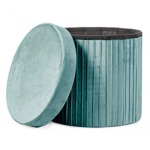 Puff Redondo Estructura Reforzada De Madera, Metal Plegable Azul