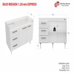 BAJO MESADA 1.20 EXPRESS BLANCO MELAMINA S/BACHA