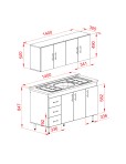 COMBO COCINA 1.40 EXPRESS BLANCO MELAMINA S/BACHA