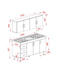 COMBO COCINA 1.60 EXPRESS BLANCO MELAMINA S/BACHA