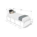 Cama Box EMC 1 Plaza con 3 Cajones y 1 Zapatero Wengue