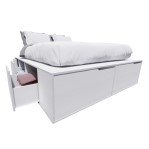 Cama Box EMC 2 Plazas 1,40m con 6 Cajones y 2 Zapateros Blanco