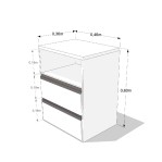 Mesa de luz PRO EMC con 2 Cajones y Estante Blanco