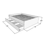 Cama Funcional EMC 2 Plazas 1,40m con Cajoneras Venezia