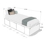 Cama Box EMC  1 Plaza Con 3 Cajones Y 1 Zapatero Seda Giorno